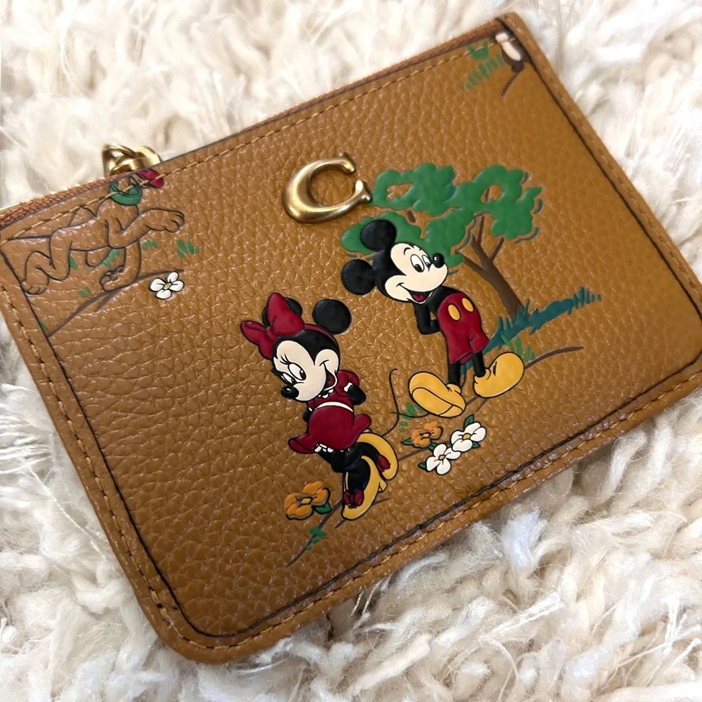 NWT💗Coach Essential X Disney Mini Id Card Case Mickey And Minnie Mouse CAE76 - Picture 3 of 4